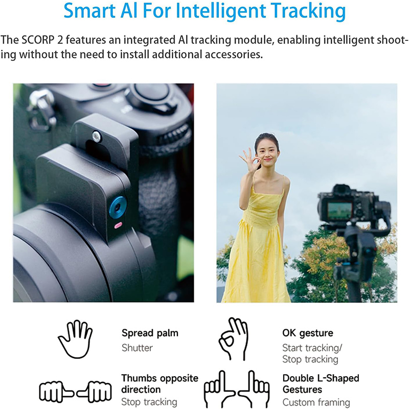 FeiyuTech SCORP 2[Official]Camera Gimbal Stabilizer Built-in AI Tracker Upgrade Joystick Touch Screen for Mirrorless DSLR Camera. 