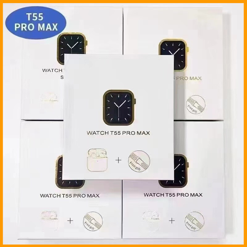 FREE Shipping CODGift Box Smart Watch T55 Pro Max with Pro 4 Earphones Hot Selling Call Heart Rate Fitness Tracker Samsung Huawei Xiaomi Smart Watch. 