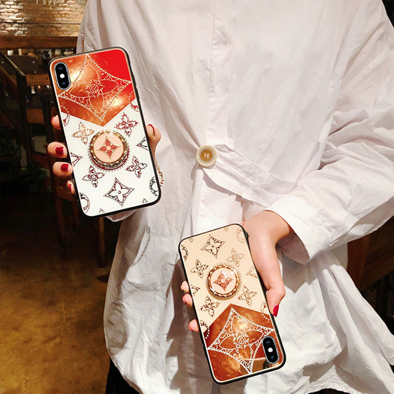 For Iphone XR Mirror Case Magnetic Ring Holder Luxury Diamond Clover Cross for iphone XR Make Up Mirror Back Cover. 