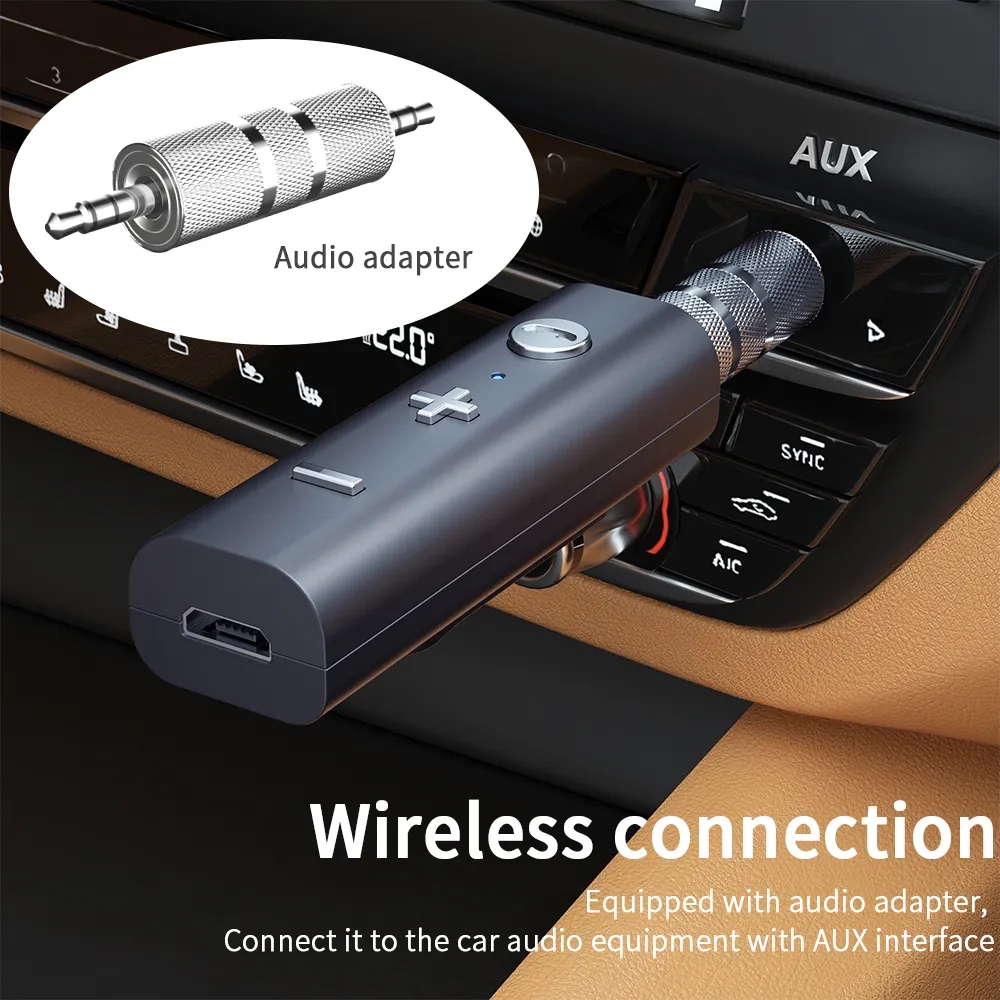 Essager USA Standard Certifications Bluetooth 5.0 Equipped Microphone Headsets Adapter Wireless Bluetooth Compatible With OMTP CTIA Headphone Plugs Receiver For 3.5mm Jack Earphone Aux Bluetooth Transmitter Audio Lightweight With Clip Headphone. 