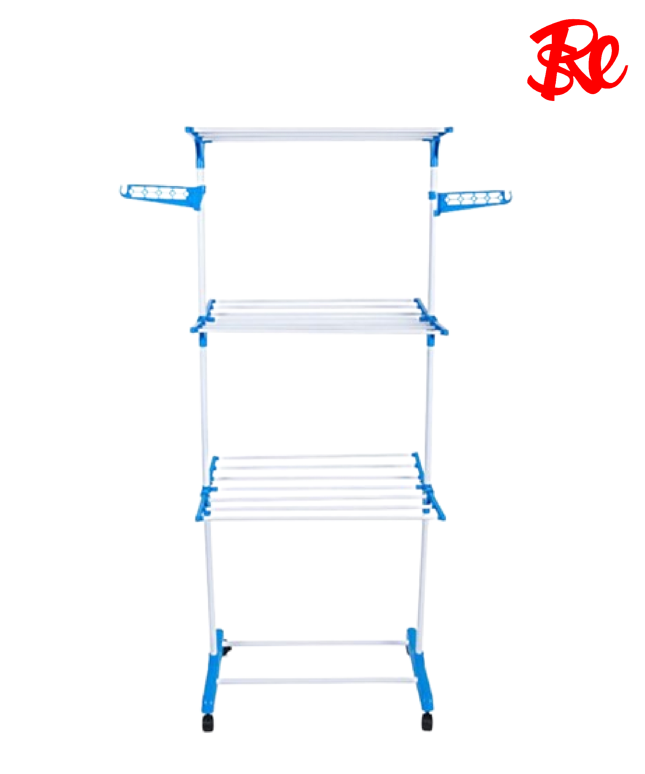 Drying Clothes 2 Poll 3 Layer Rack Hanger with Wheels for