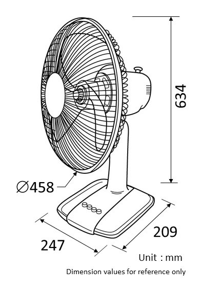 KDK A40A 16 inch Desk Table Fan with Transparent lade | Silver Blue. 