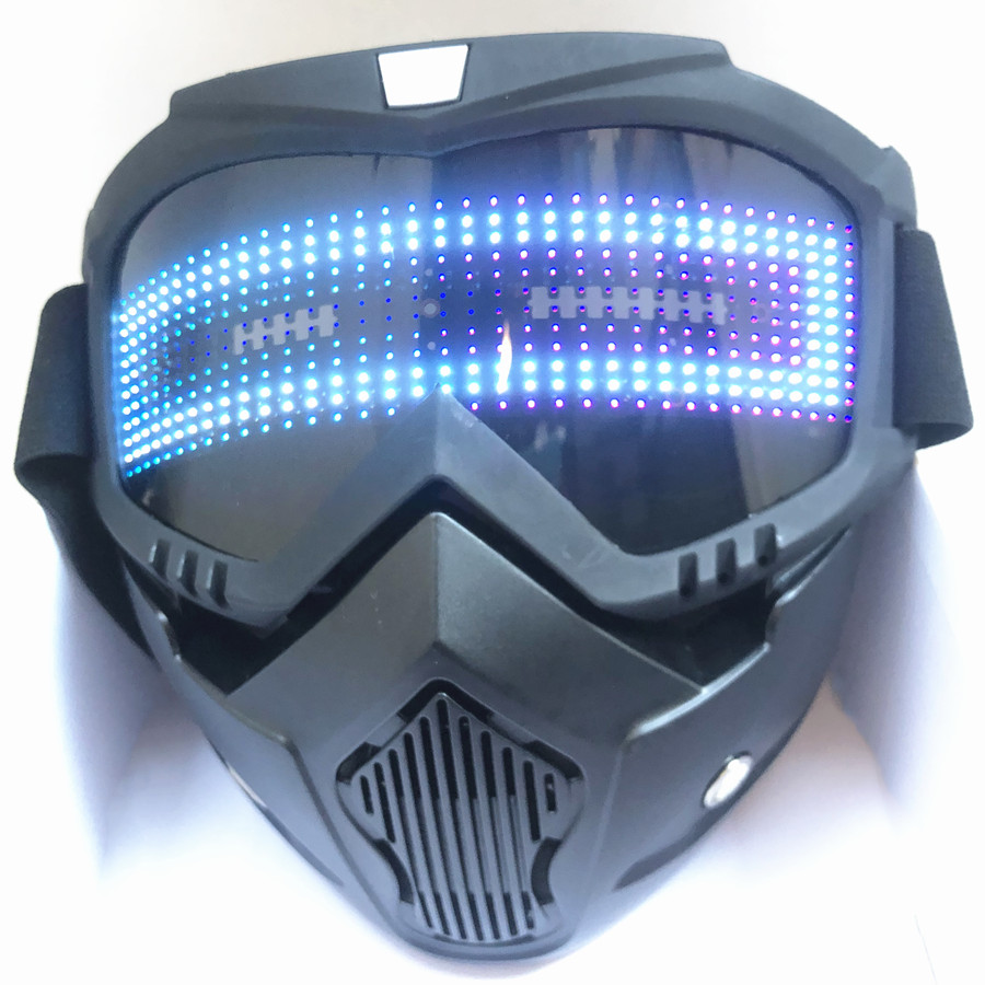 Bluetooth RGB Light Up Party Carnival Led Ski Goggles DIY LED Glasses Display Board Mask Screen Matrix Gift Toys. 