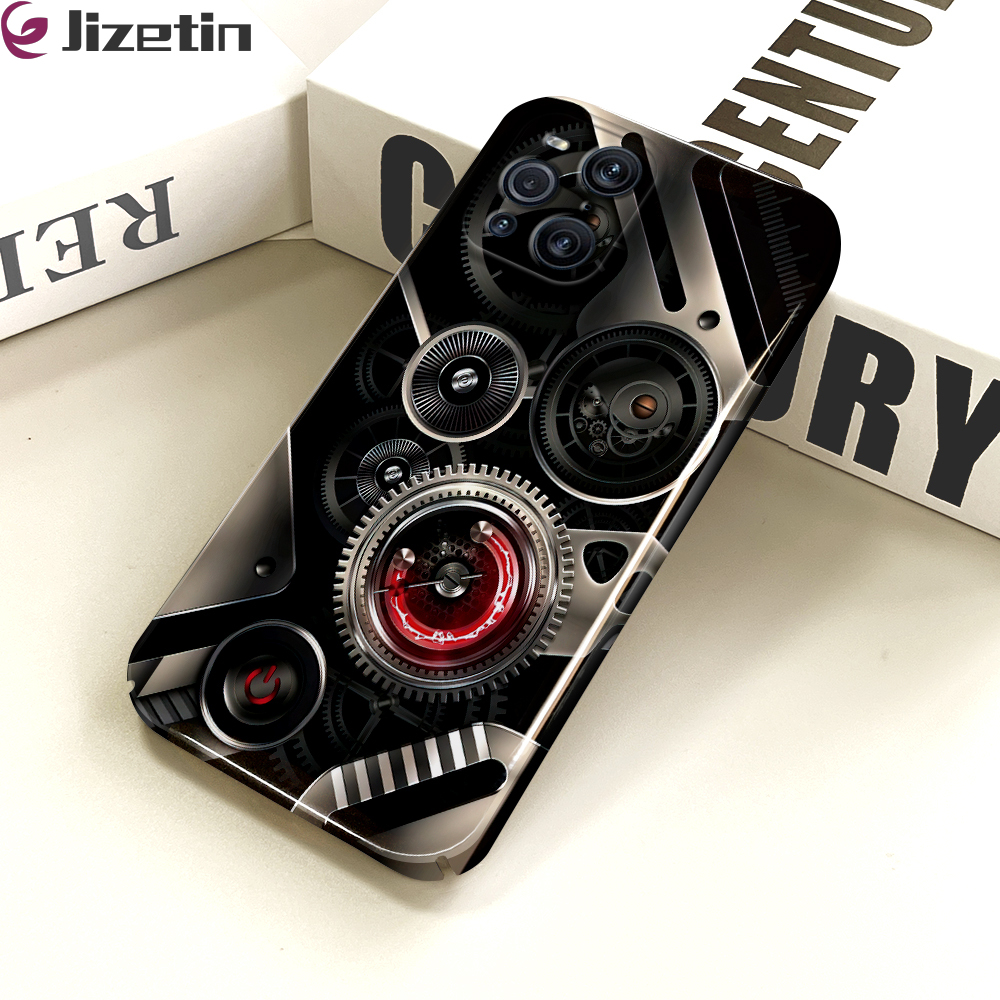Jizetin for OPPO Find X3 5G / Find X3 Pro 5G Back Cover Mechanical Gear Luxury Slim Hard Crashproof Mobile Phone Case For Boys Girls