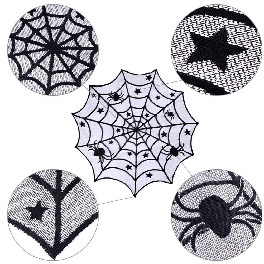 Halloween Spider Web Round Tablecloth Pentagram Spider Tablecloth Family Dining Room Tablecloth Decorative Cloth Halloween Decorative Cloth. 