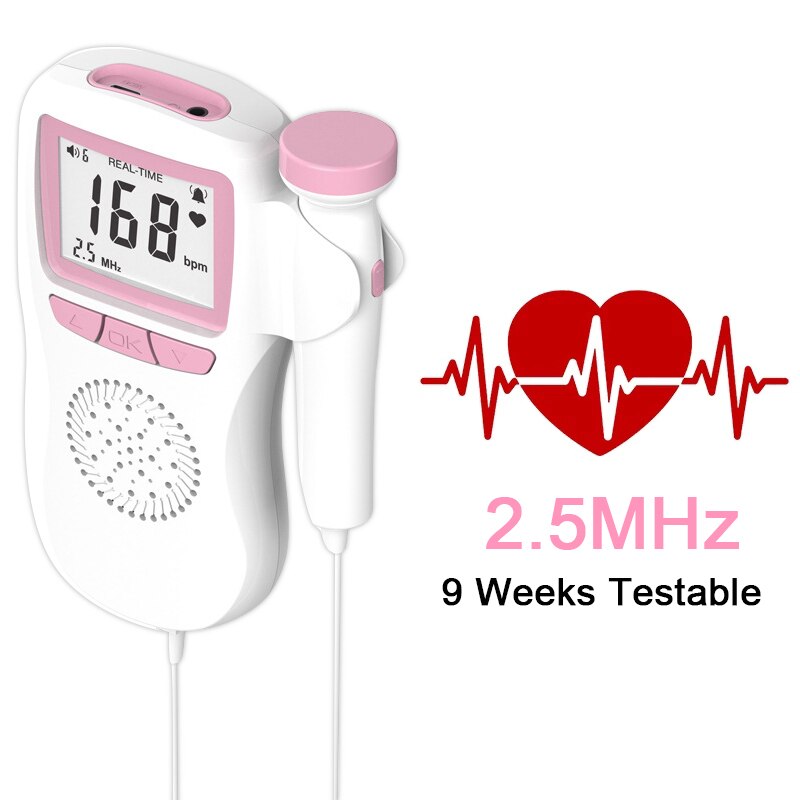 Ultrasonic Doppler Fetal Heartbeat Heart Rate Baby Detector Probe Prenatal Monitor Household For