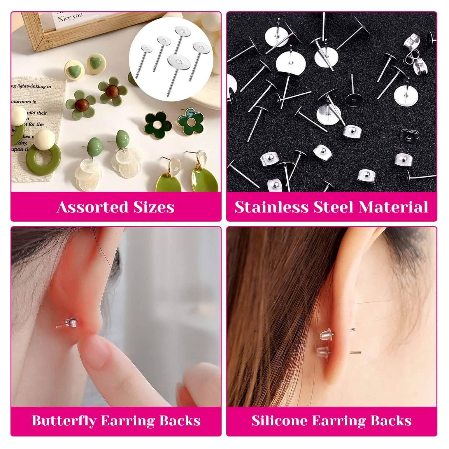1650Pcs Earring Posts and Backs,Earring Making Supplies and Earring Backs for Studs for DIY Earrings and Jewelry Making. 
