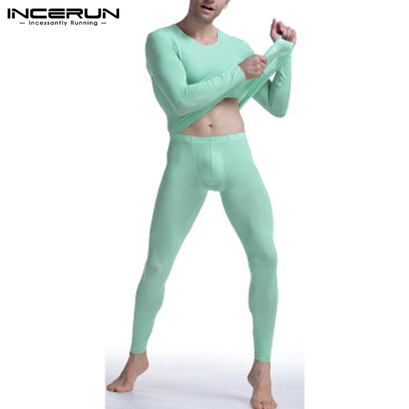 INCERUN Men Mesh Pajamas Set Breathable Summer Loungwear Sleepwear Nightwear