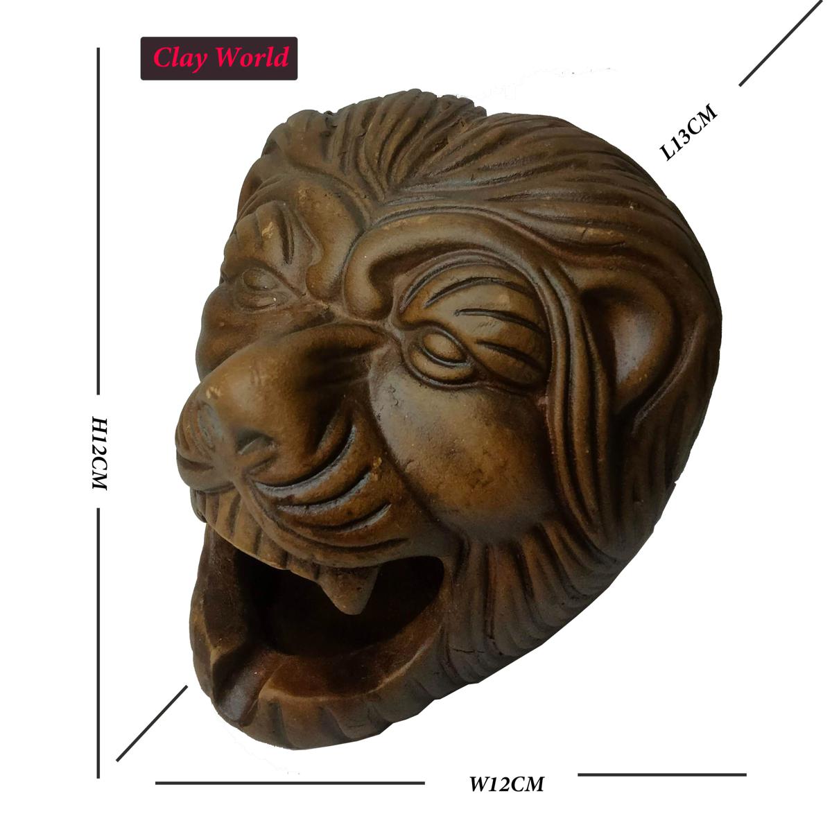 CLAY LION HEAD SCULPTURE HANDMADE IN BANGLADESH
