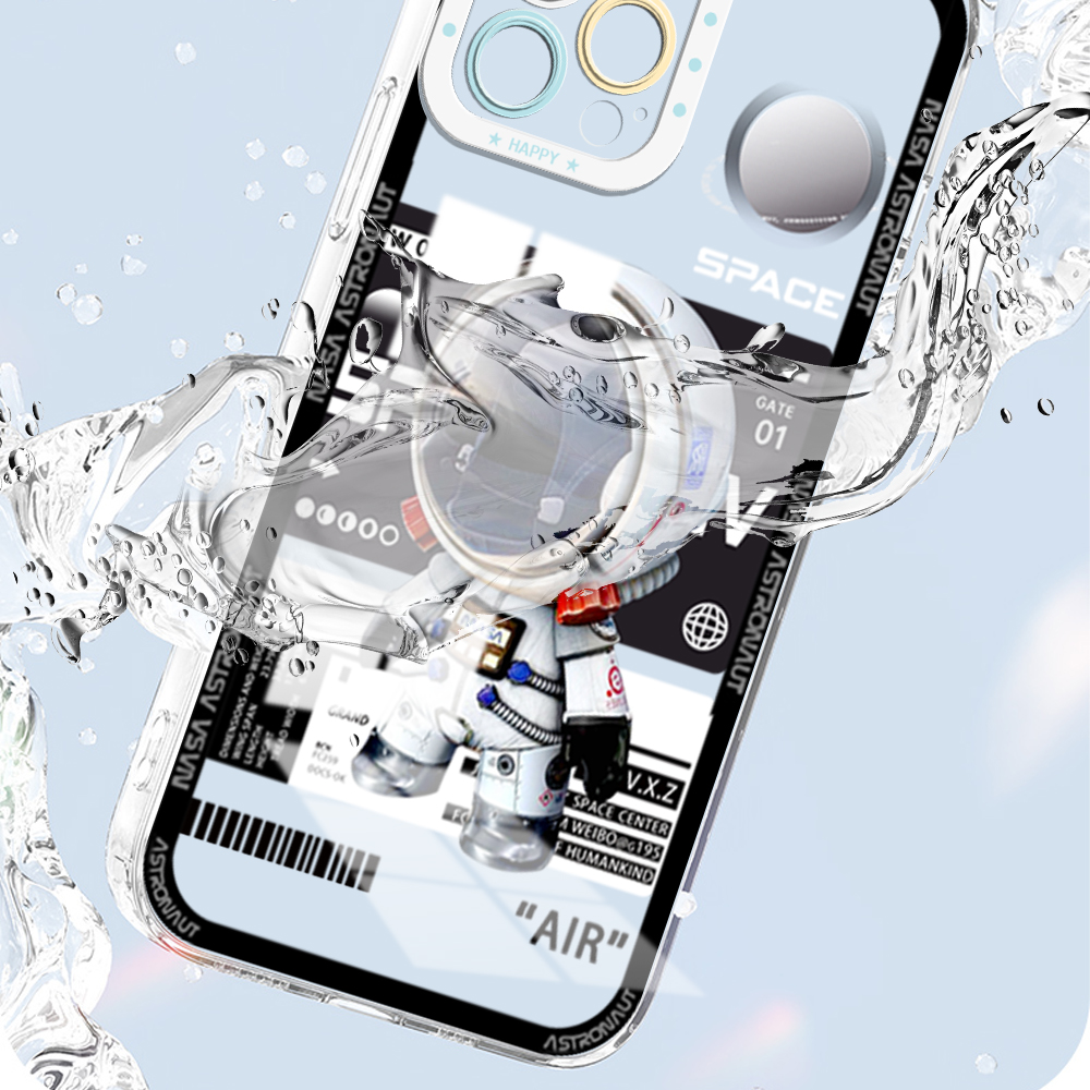 Hontinga for Realme 10 Pro Plus 5G Back Cover New Astronaut Crystal Case Camera Protection Transparent TPU Soft Phone Cover. 