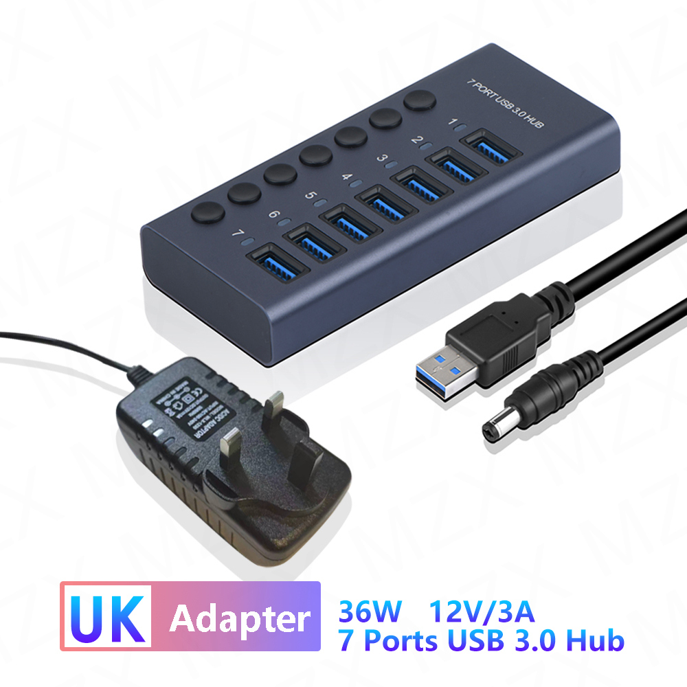 USB 3.0 Hub Socket Switch 10 Port Concentrator Multi-tap Multi-ports Docking Station Charger Multiple Power Supply Multicontacto. 