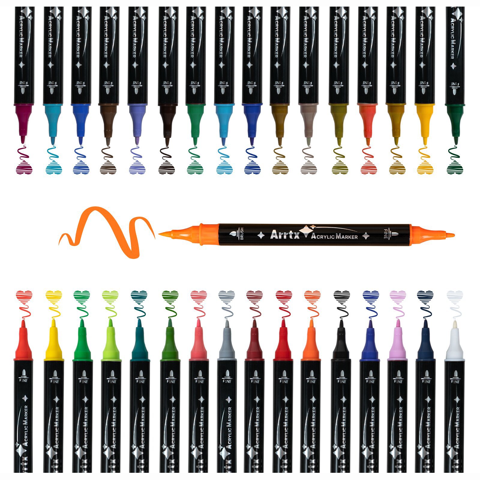 Arrtx Soft-head Acrylic Marker 24/32 Color Set Water-based Pen Graffiti Hand-painted DIY Painting. 