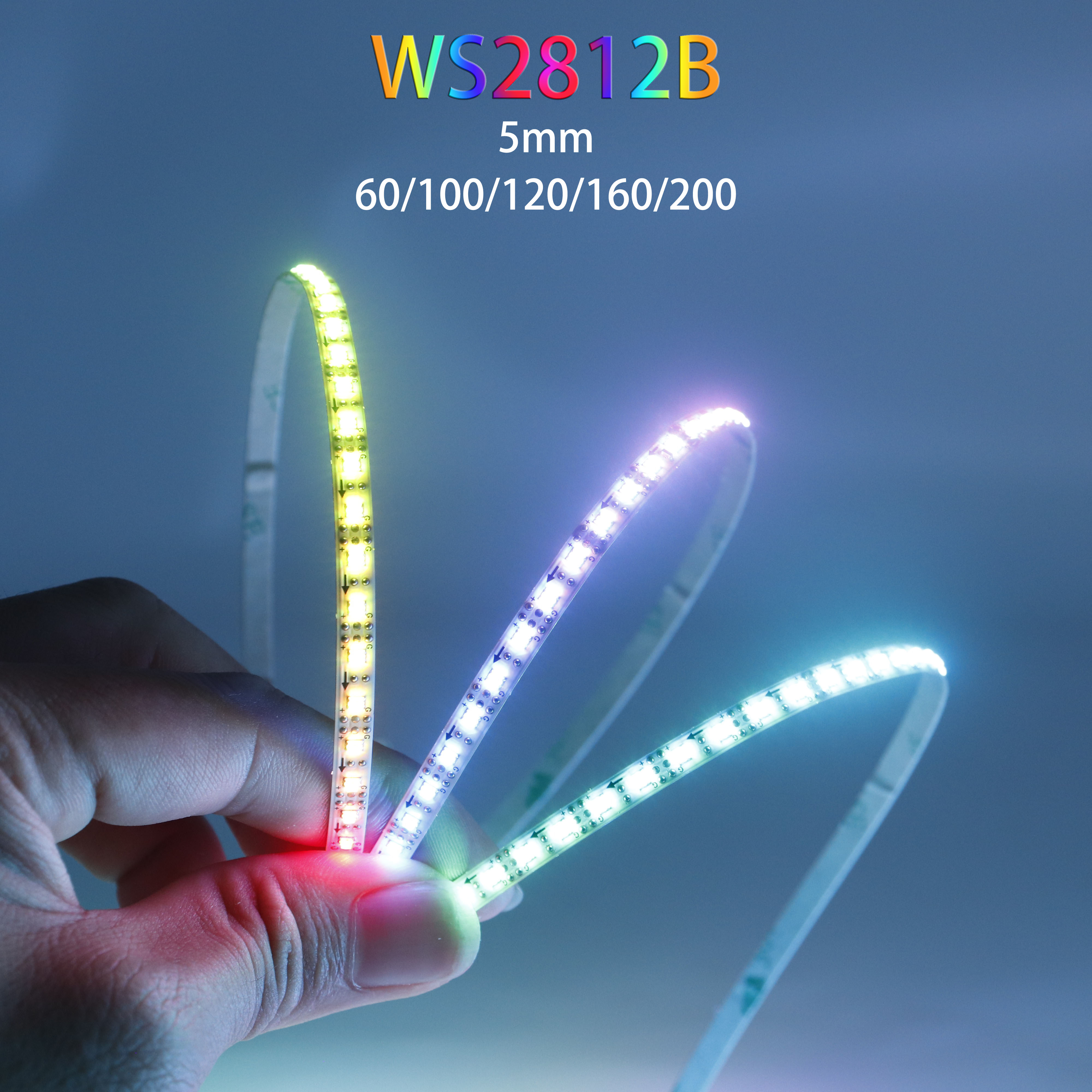 5mm Ultra-Narrow WS2812B 2020SMD RGBIC LED Strip Light WS2812 60/100/120/160/200Leds/m Individually Addressable IC Tape DC5V