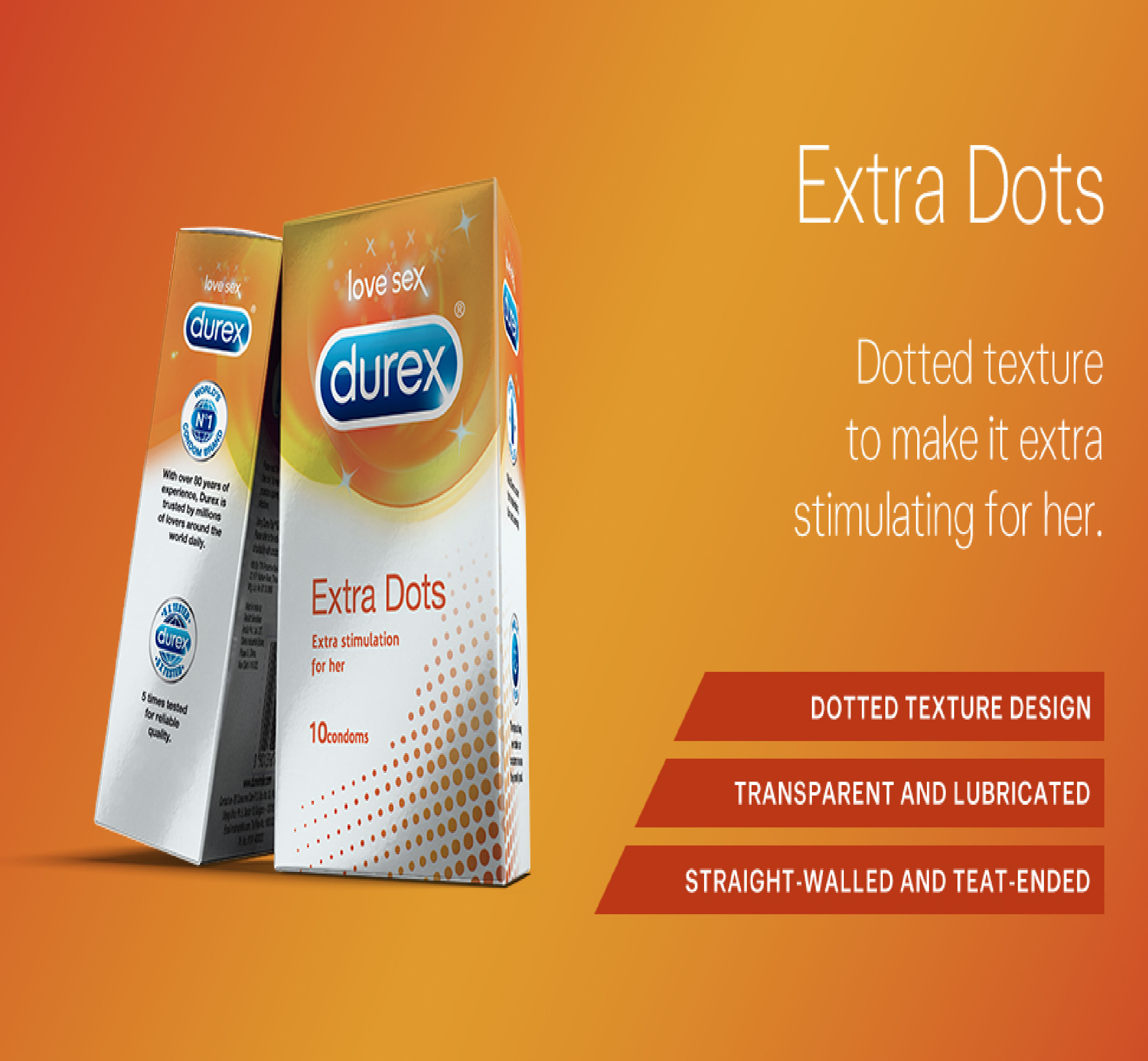 Durex Extra Dots Condom - 10Pcs 3's combo Pack (Made In India). 