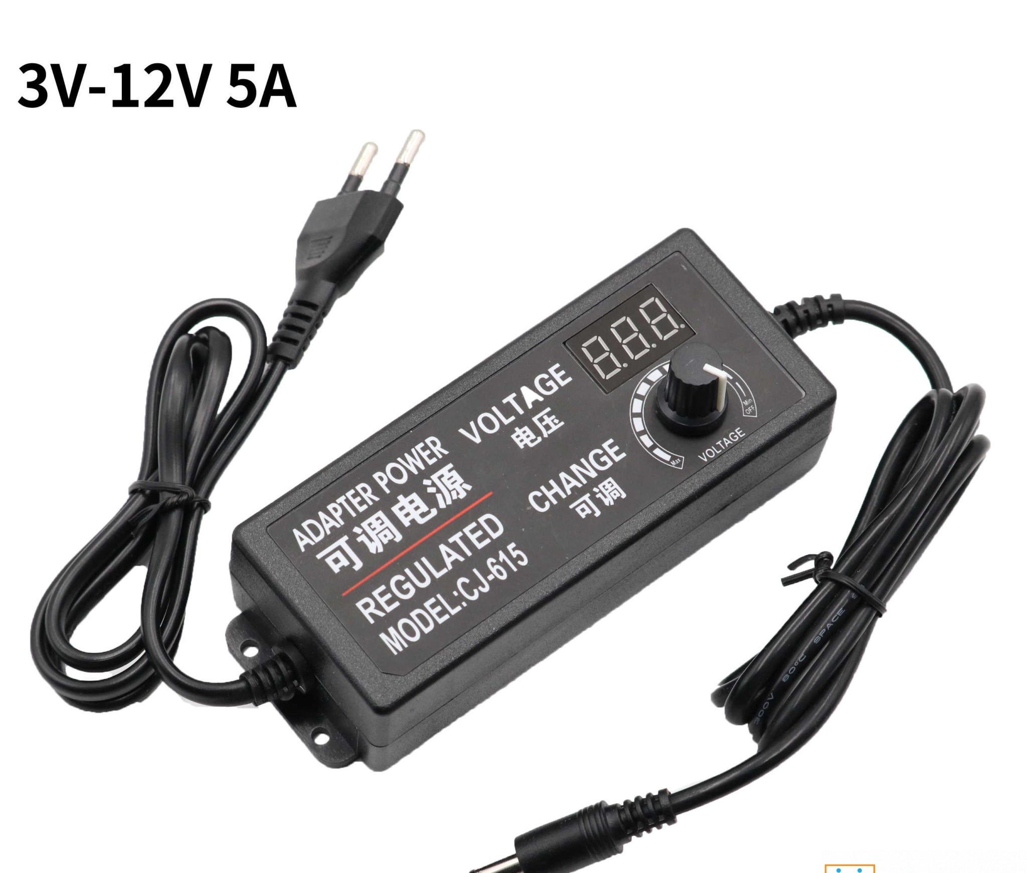 Adjustable 3-24V 5A DC Power Supply Adapter with Display 3-24V 5Amp Universal AC 220V To DC 3V-24V 5A Adjustable Voltage Regulated Power Adapters Charger. 