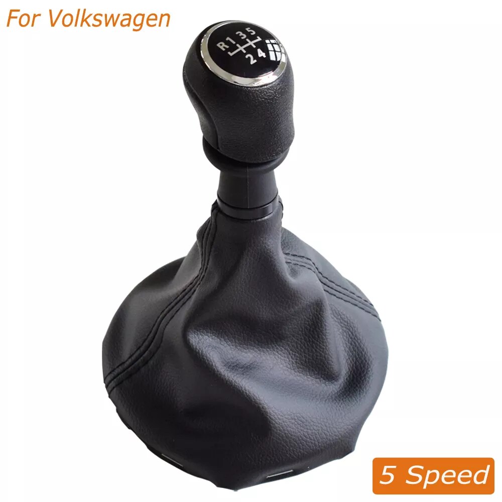 Car Accessories Car Gear Shift Knob Lever With Boots 5 6 Speed Black Panel For Volkswagen VW Transporter T5 T5.1 Gp 2003-11 T6-6 Speed-Silver. 