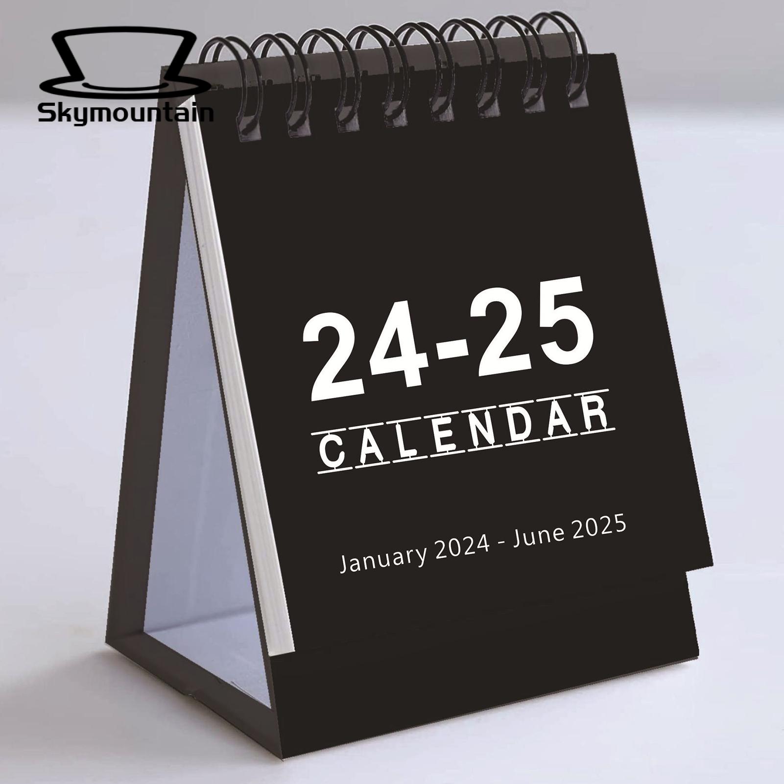 Smooth Page Turn Desk Calendar Small Desk Calendar 18 Month Jan 2024 to June 2025 Twin-wire Binding Home Office School Portable Desktop Calendar Mini Desk Calendar. 
