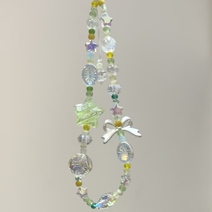 Xiaohongshu with the same rape flower field beaded mobile phone chain, ccd lanyard, DIY chain, camera chain, anti-lost keychain. 