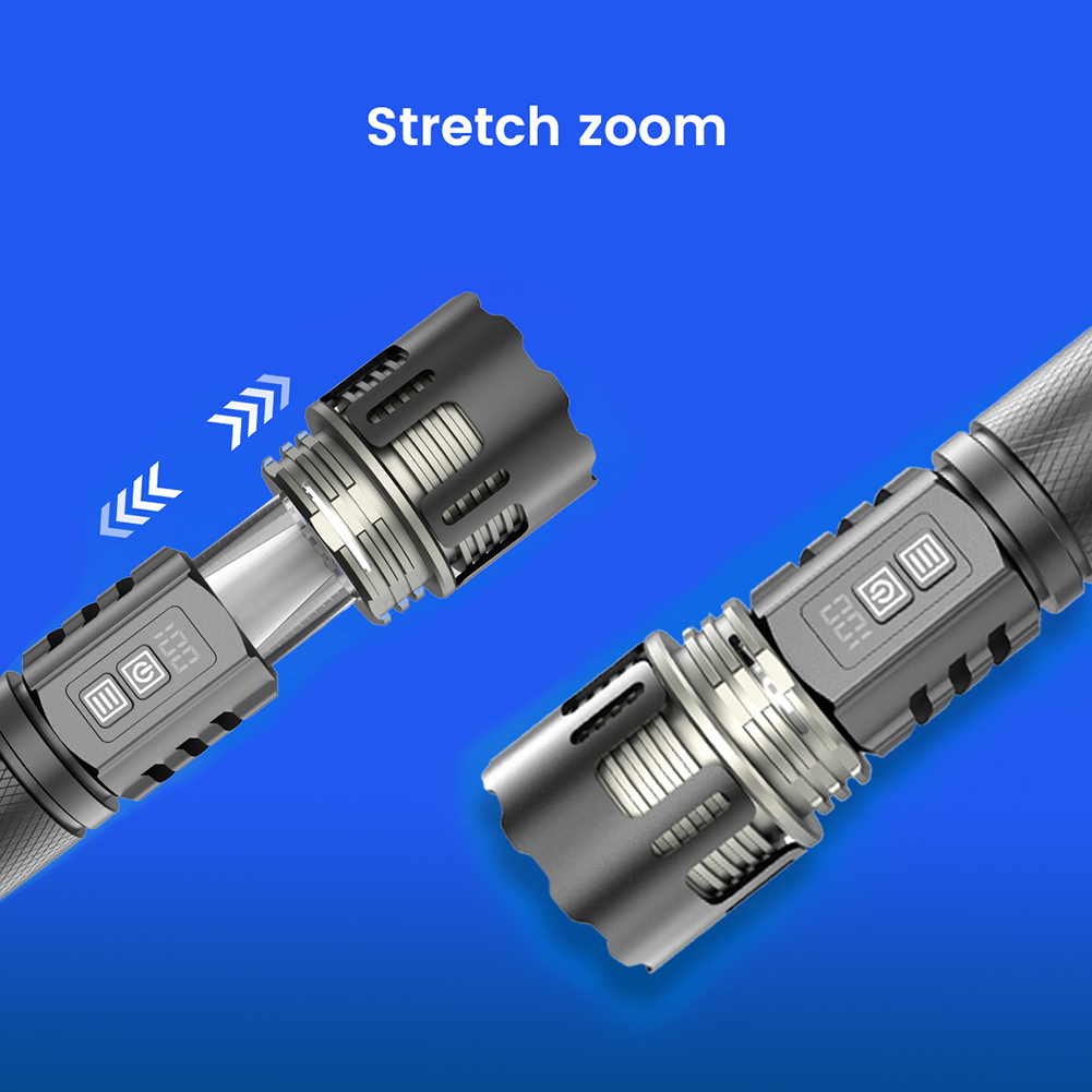 GC Glare Torch, Digital Display USB Rechargeable Flashlight, 30000 Lumens Brightest Torch With 360 ° Camping Light, 4+6 Lighting Modes Flashlight. 