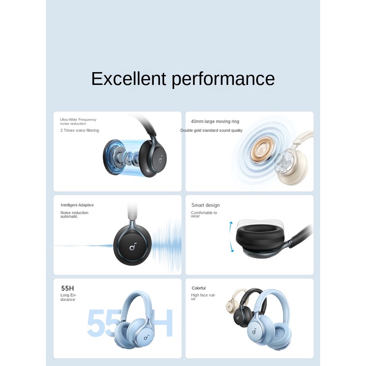 Original Anker Soundcore space one S1 new intelligent true wireless noise reduction Bluetooth headset 55H Play Time Bluetooth5.3. 
