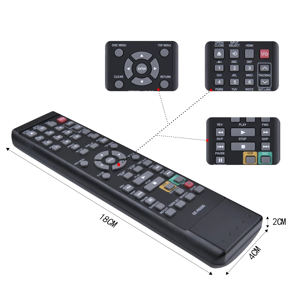 SE-R0295 Remote Control DVD Video Recorder VCR Control for DVD Video Recorder VCR DVR620KU D-VR620 DKVR60KU D-VR610KU DVR610KU D-VR620KU. 