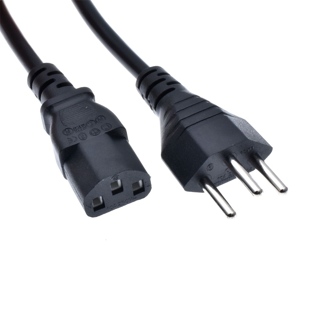 black pure copper Swiss Power Cable Switzerland IEC C13 AC Power Extension Cord 1.5m 5ft for Desktop PC Computer Monitor 10A250V. 