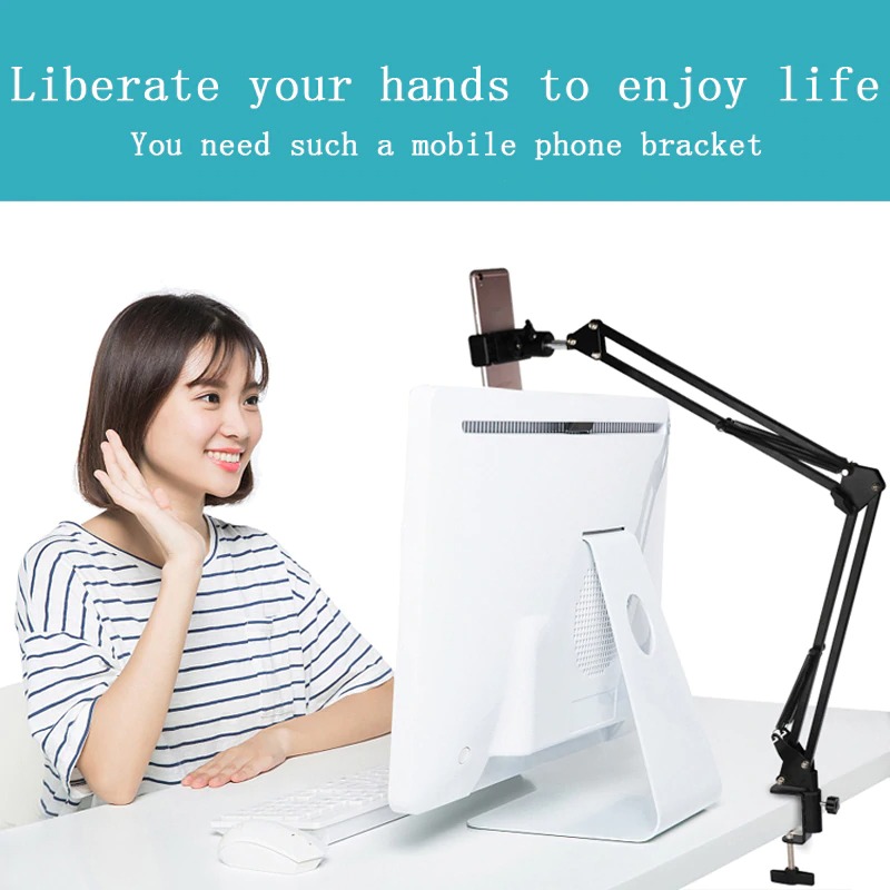 NB-35 Mobile Phone Holder 360 Rotating Flexible Clip Smartphone Desktop Metal Bracket Phone Stand Clamp Support. 