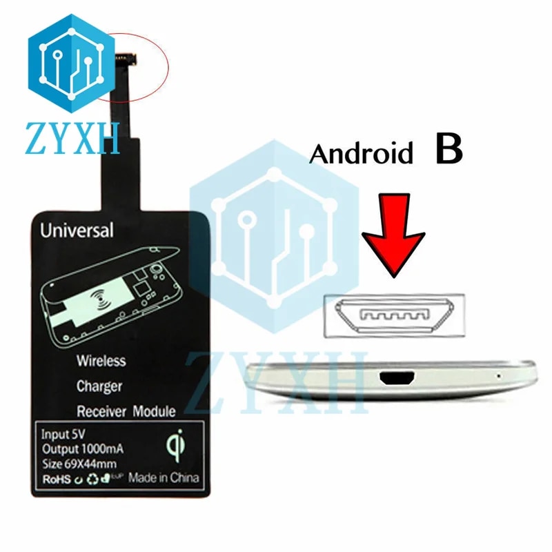 5V 1.5A Wireless Charger Receiver Type C Micro USB Qi Fast Wireless Charging Adapter for IPhone Android Samsung Huawei Xiaomi. 