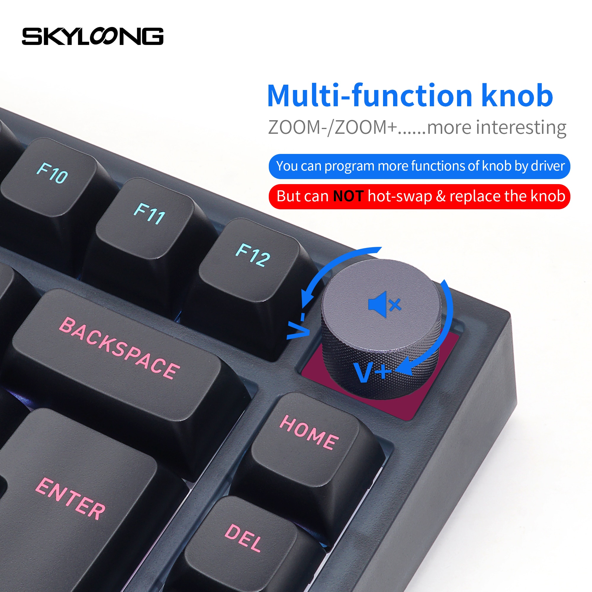 SKYLOONG GK75 ISO Layout Knob Mechanical Keyboard Optical Switch Hot Swappable Miami Night USB RGB Programmable Gaming Keyboards. 