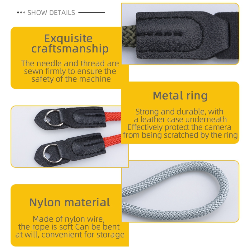 Climbing Rope Camera Strap, Micro-Single Camera with Retro Camera Rope, SLR Camera Shoulder Strap. 