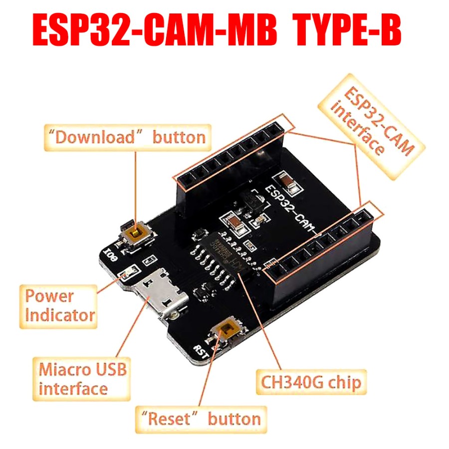 ESP32-CAM-MB Micro USB Module For ESP32-CAM Development Board WiFi Bluetooth Flasher Burning Programmer ESP32 CAM MB Micro USB Adapters For ESP32 CAM Board. 