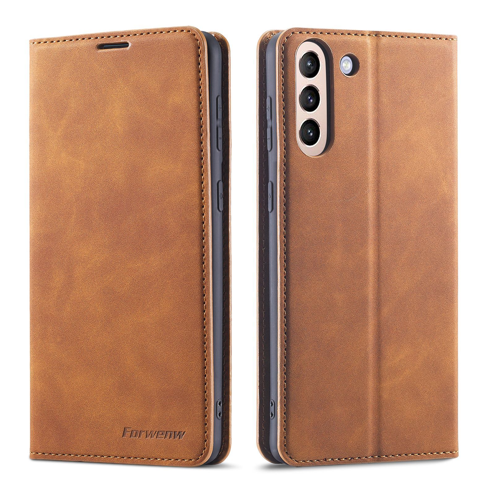 Forwenw Applicable to Samsung S21 Phone case S21Ultra Wallet Card A72 Leather Case A32 Flip Protective Shell. 