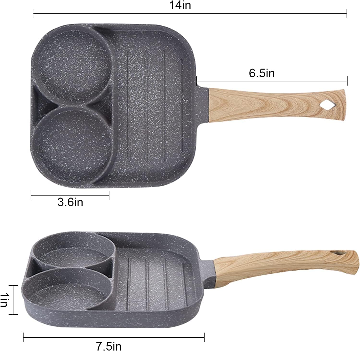 Multi-Purpose Pancake Pan, 3 Holes Frying Pan, Non-Stick Fried Egg Pan, Eye Pan, Fried Egg Pan, You Can Not Only Fry Eggs, But Also Grilled Sausage Steak Roasting Poa-Free. 
