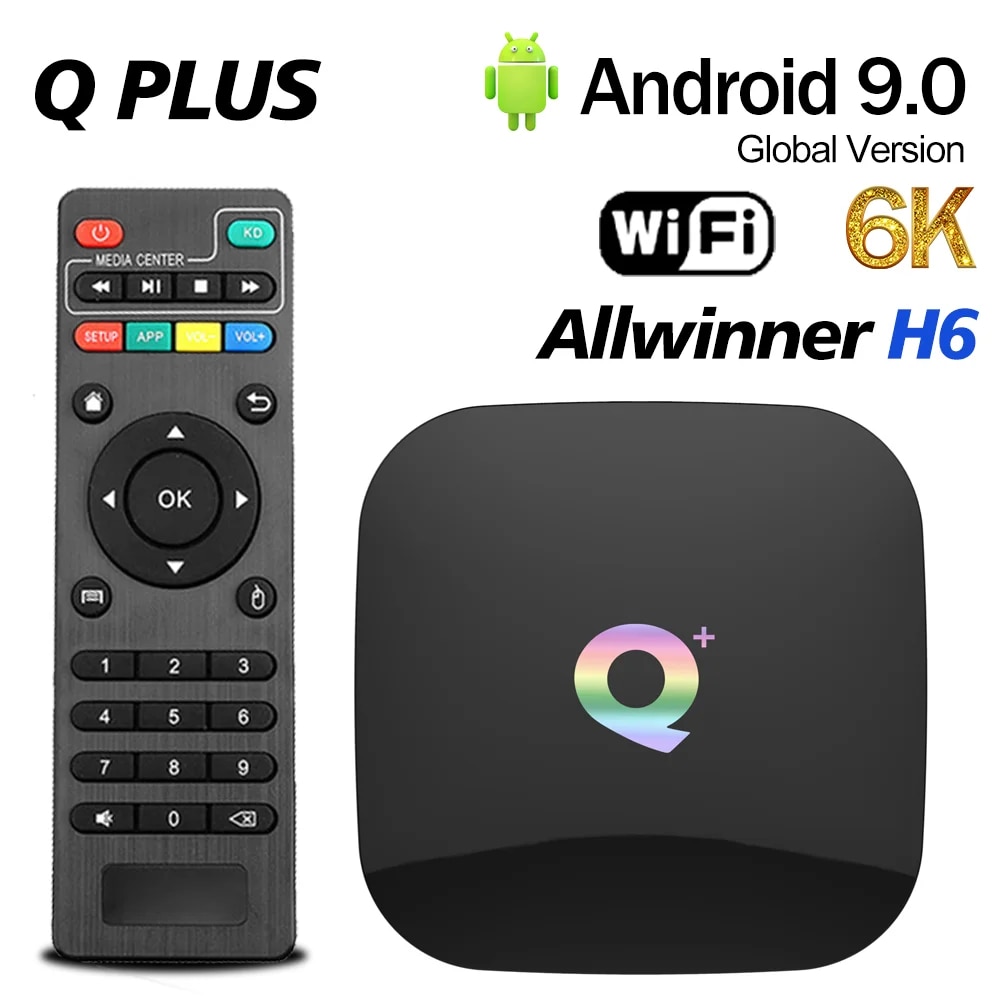 Q Plus Smart TV Box Android 9.0 6K 2.4G Wifi Allwinner H6 4GB RAM 32GB/64G ROM Quad Core Set Top box VS X96 MINI H96 X96 MAX