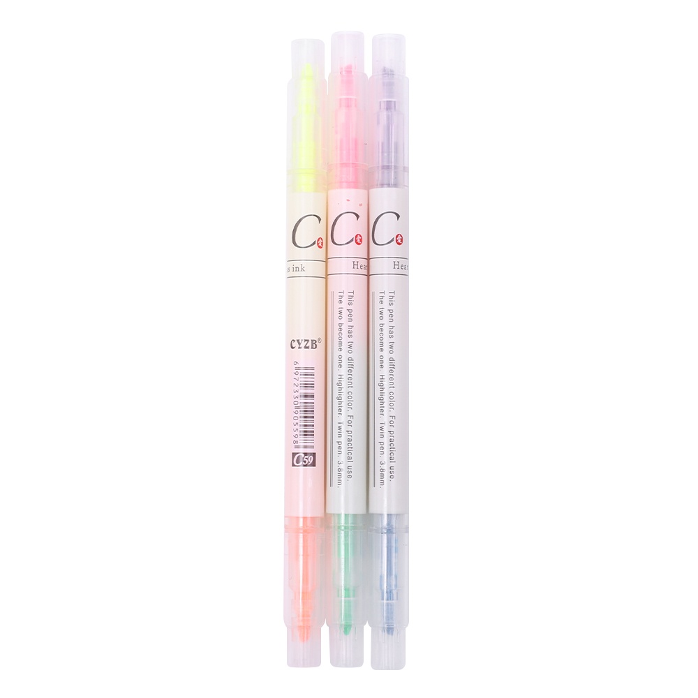 Double Head Fluorescent Pen Key Marker 6/12 Color Writing Highlighter