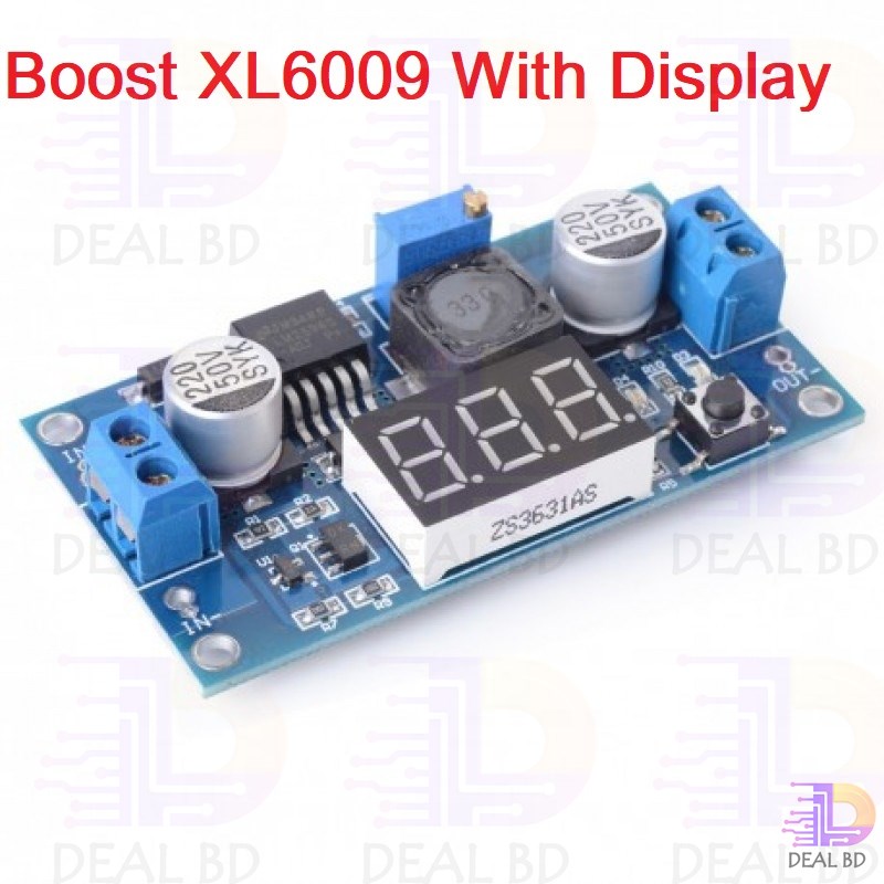 DC DC Step Up XL6009 4A Adjustable Boost Converter DC 4.5-32v To 5-35v Power Supply Voltage Regulator Module With LED Display Voltmeter. 
