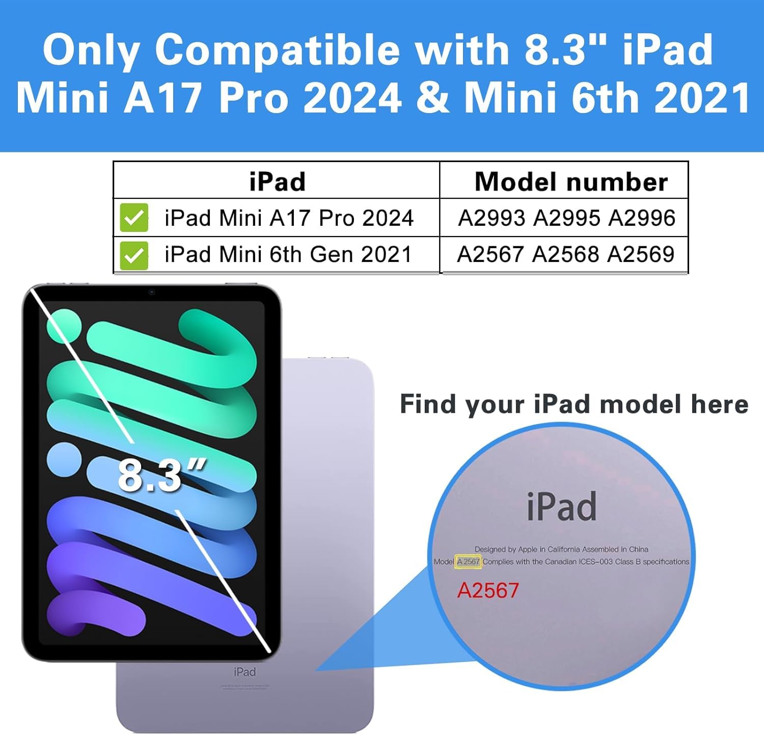 For apple iPad Mini Case for iPad Mini 6 2021 8.9 inch with Pencil Holder，[Support 2nd Gen Pencil Wireless Charging] Soft TPU Back Cover for iPad Mini 6th Generation-Black A2568 (Global). 