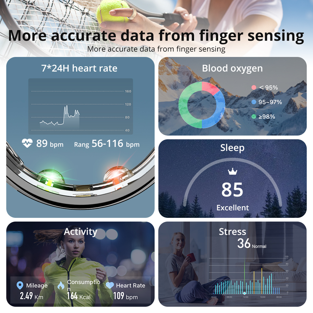 COLMI R10 Smart Ring with Charging Case for Men Women, Health and Sleep Monitor, 5ATM Waterproof, Multi-sport Mode. 