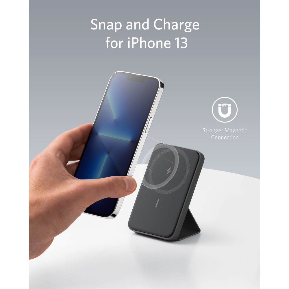 Anker 622 Magnetic Battery (MagGo), 5000mAh Foldable Magnetic Wireless Portable Charger and USB-C for_iPhone 13/12 Series. 