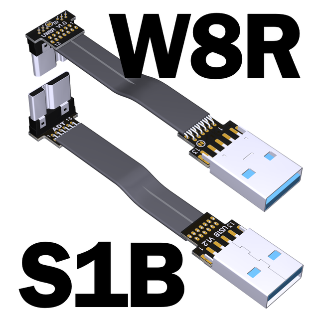 USB 3.0 Type-A to USB 3.0 micro-B Flat Shield cable Double bend 0.03m-3m 5G/bps Support OTG USB-A to micro-B FPV cable