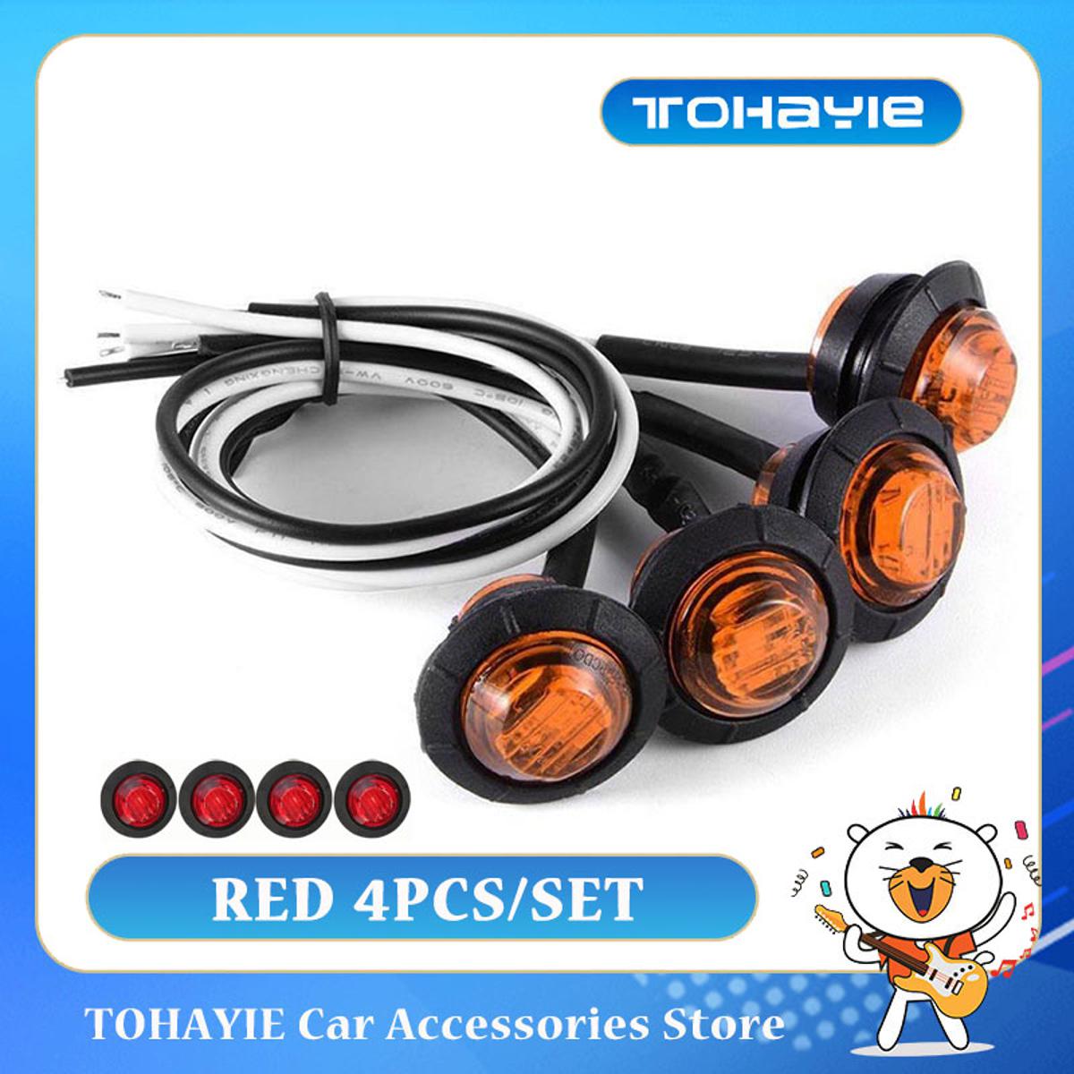 【Xiaofeng】TOHAYIE 4pc/et 12V LED ide Marker Light Auto Lorry Trailer Bu Tail Light Car Warning Lamp Turn ignal Indicator Lighting (Red)