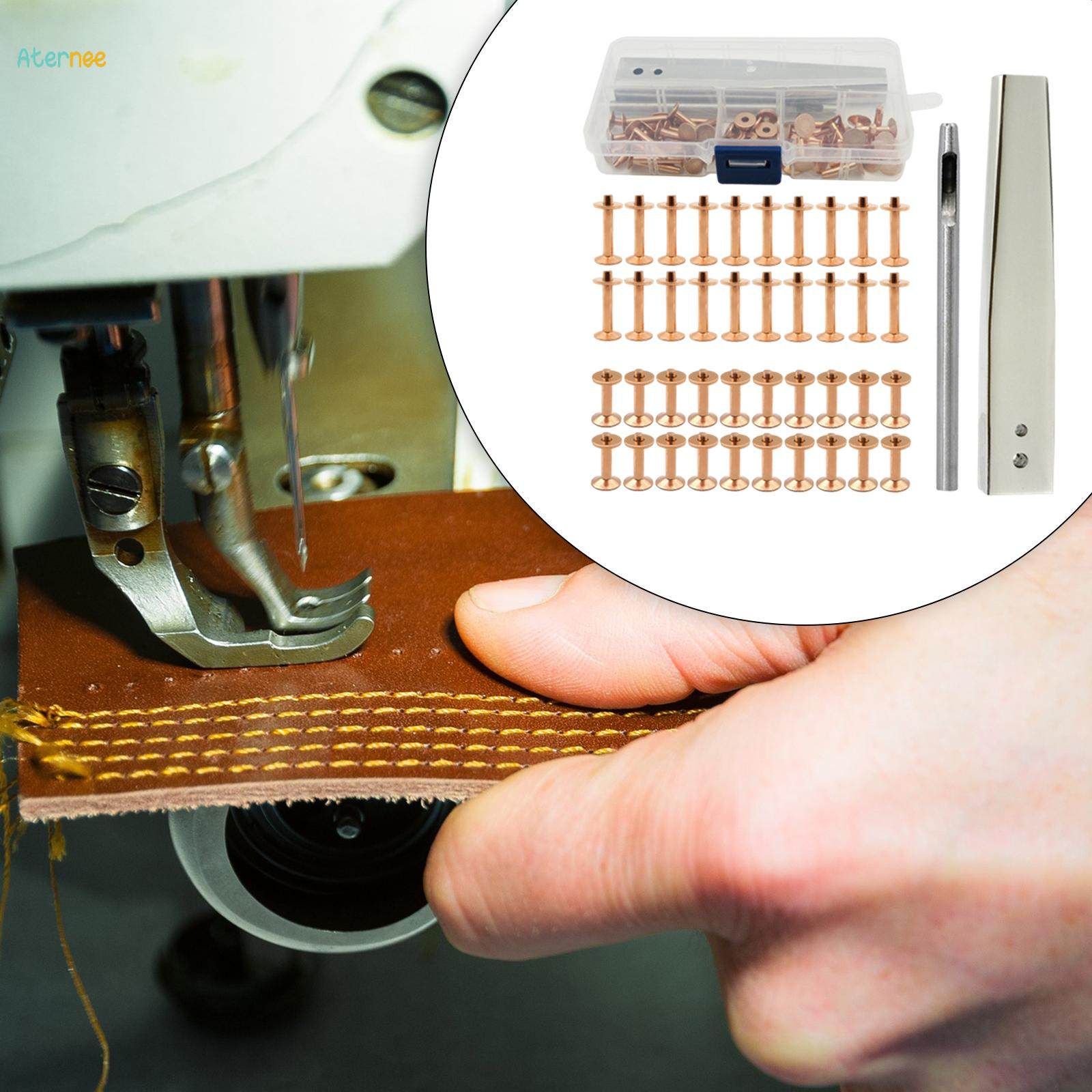 Leather Rivet Copper Rivets with Setting Tool Metal Studs Leather Crafting Double Cap Rivets Leather Crafting Tool for DIY Leather Craft. 