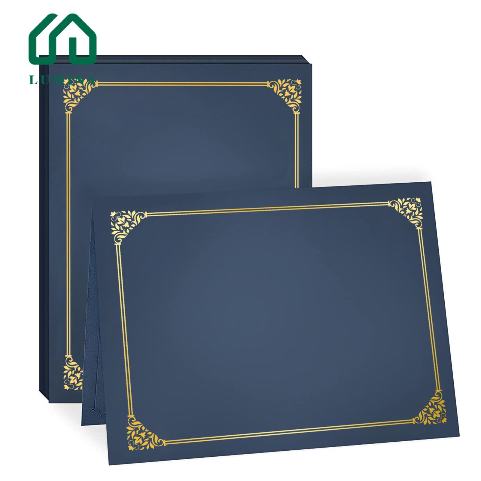 Lumina Certificate Holder Set 10 Pcs Black Diploma Covers with Gold Foil Border for Certificates Awards Elegant Design for Graduation Documents Fits 12.6 X 9.45 Inch Paper Perfect for Presentations Gold Leaf. 