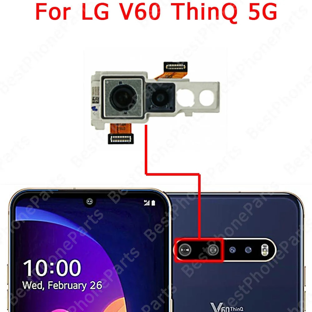 Selfie Big Backside Back View Facing Camera For LG V20 V30 V50 V60 Velvet 5G Rear Front Camera Module Replacement Flex Cable. 