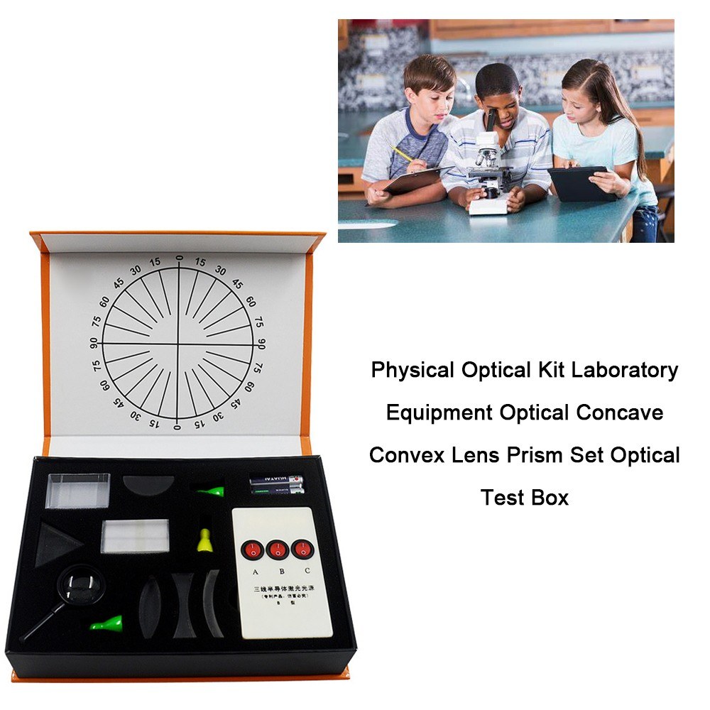 Physical Optical Kit Laboratory Equipment Optical Concave Convex Lens Prism Set Optical Test Box. 
