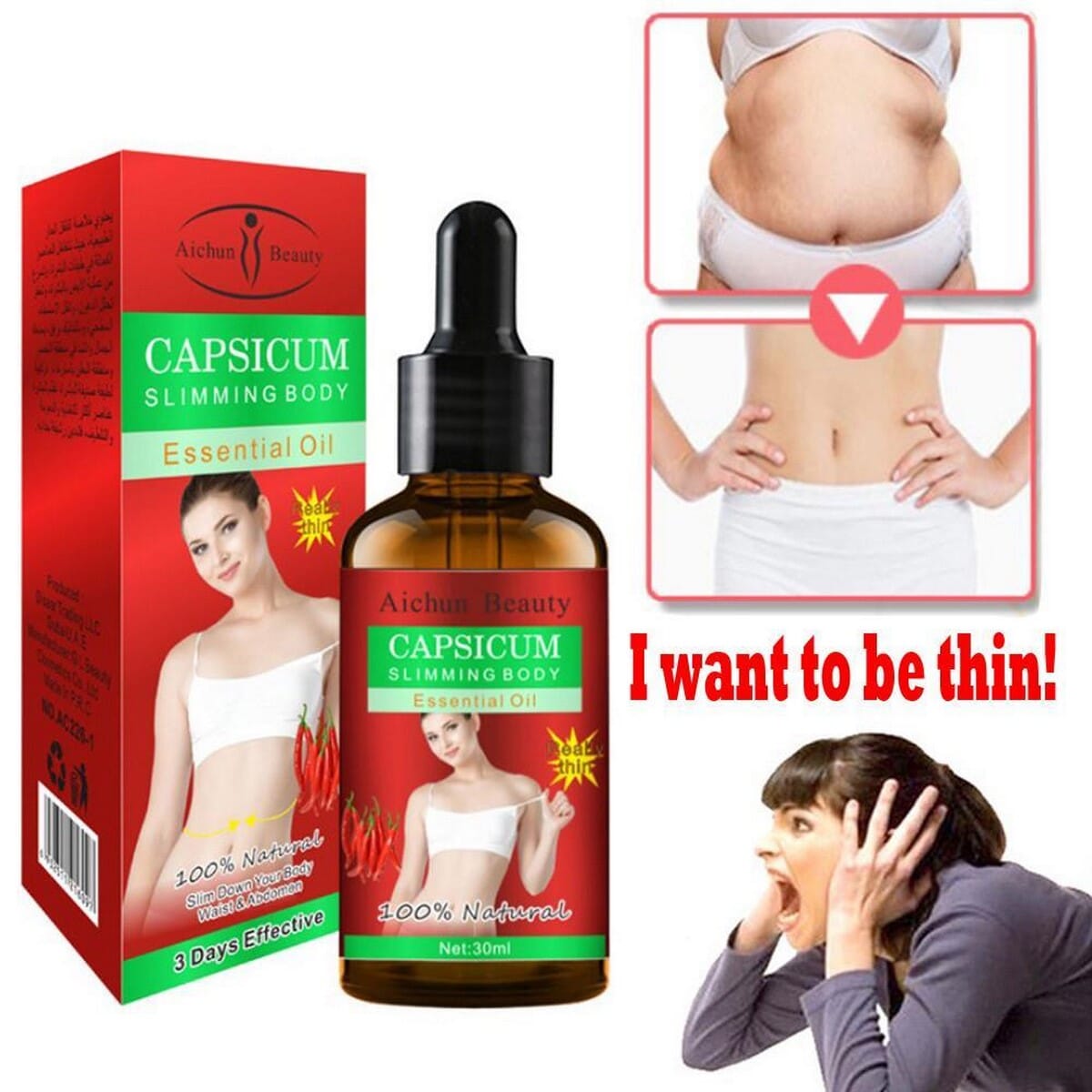 Aichun Beauty Capcicum Slimming Body Essential Oil. 