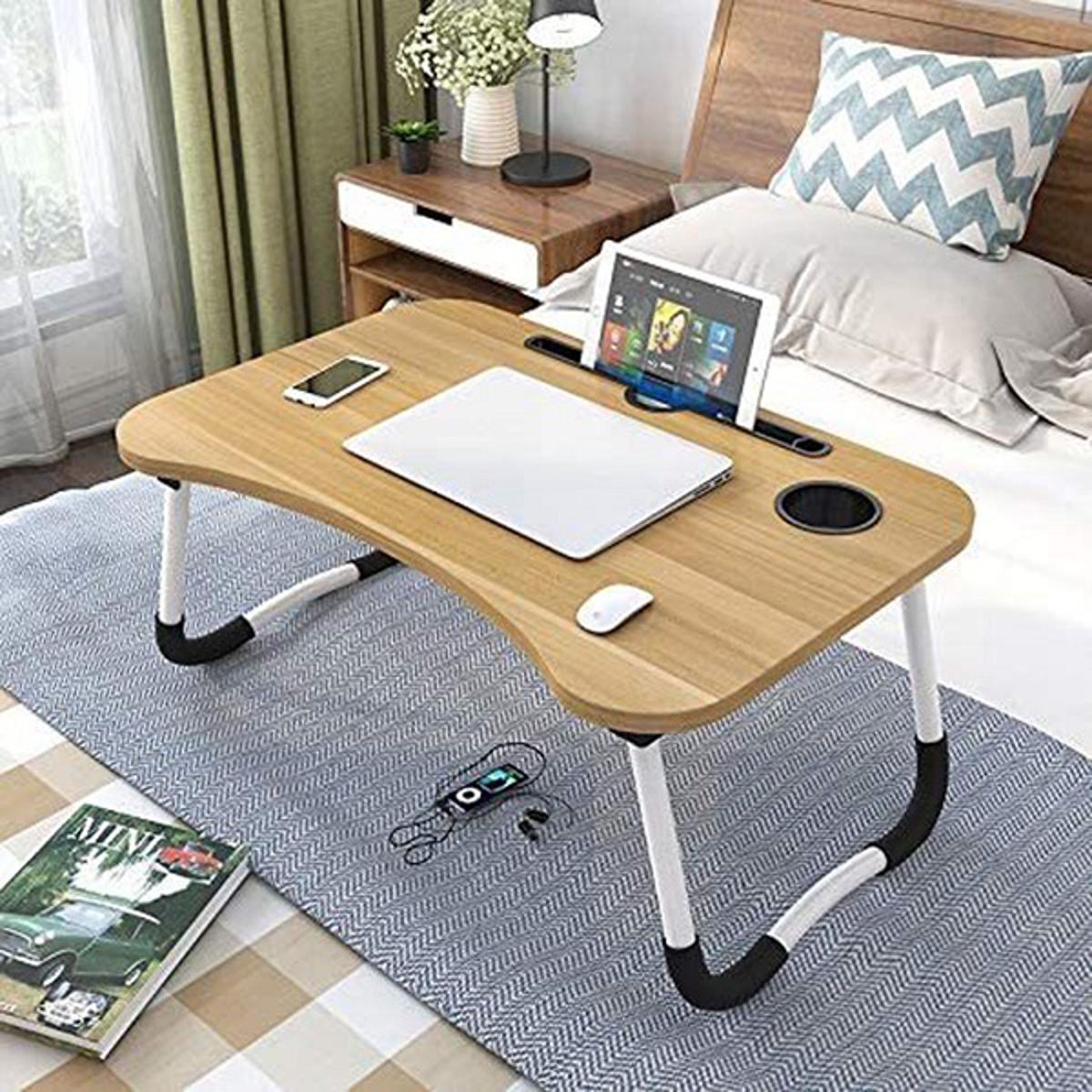 Multi-Function And Removable Stand Folding Computer Laptop Desk Small Bed Desk Simple Dormitory Lazy Table Bed with Laptop Table with Holder Slots Portable Table Stand for Laptop Tablet Reading Table For men and women