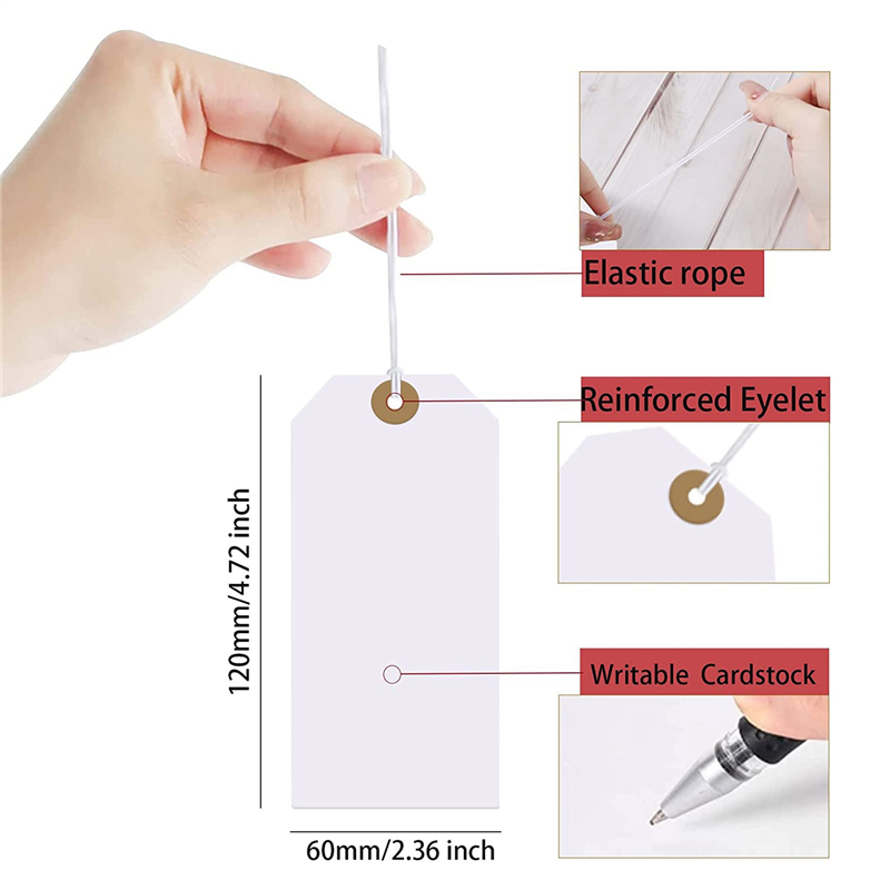 Large Reinforcing Hole Paper Tag with String Attached,200 Pcs. 