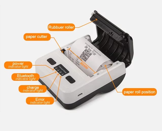3inch (80mm) Portable POS Printer | Direct Thermal Receipt Printer with ESC POS | Bluetooth & USB, High-Speed 80-90mm/s Printing, Long-Lasting Battery | Compatible with iOS, Android & Windows, Ideal for Retail & Restaurants Bill Printing. 
