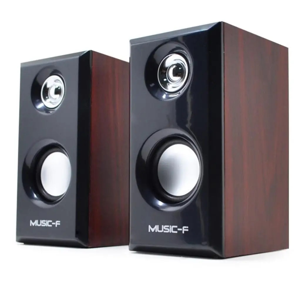 USB Wired Wood Speakers Bass Stereo Subwoofer Sound Box 3.5mm AUX Input USB Power Computer Speakers For Desktop PC Smart Phone. 